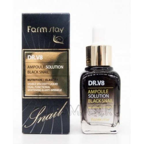 FarmStay Dr-V8 Ampoule Solution Black Snail: отзывы, состав, способ ...